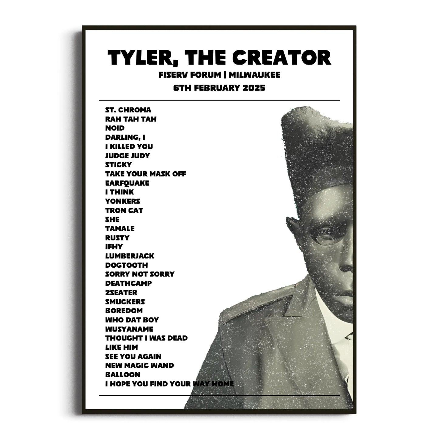 Tyler, The Creator Milwaukee 06 February 2025 Setlist Poster