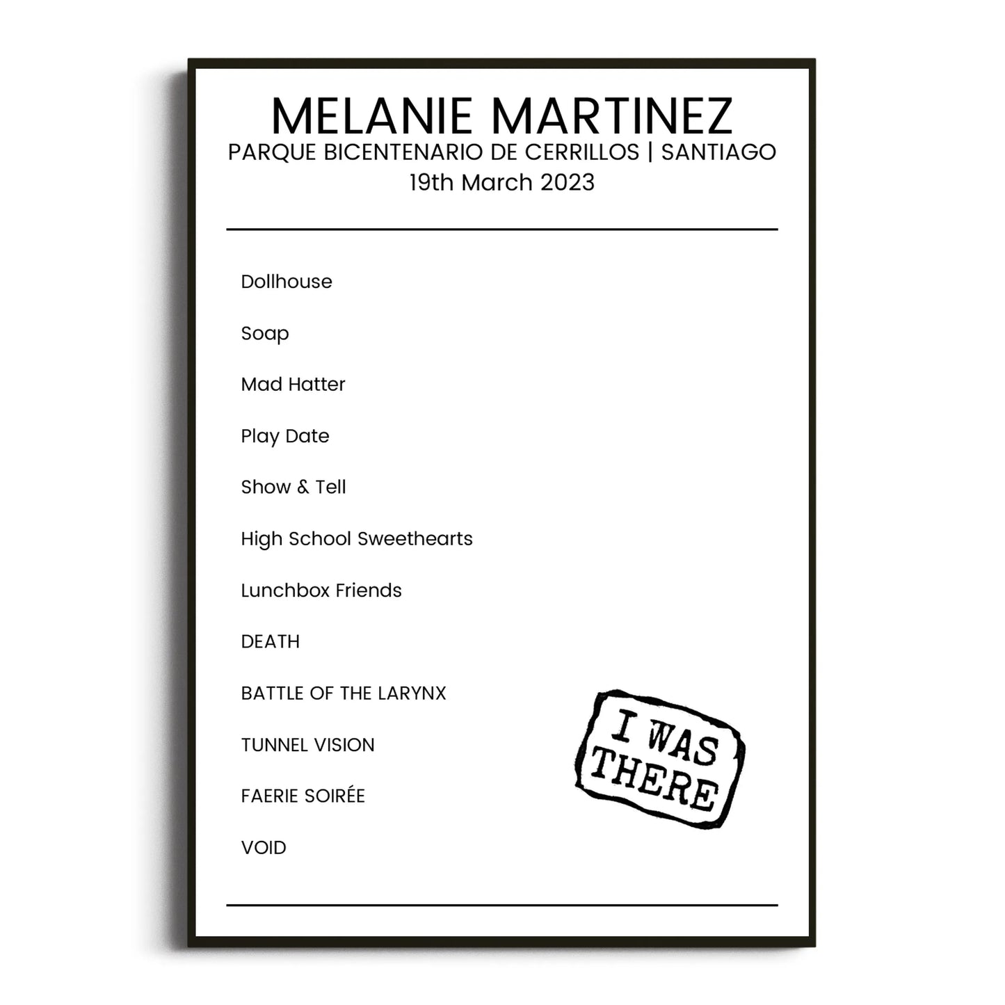 Melanie Martinez Santiago 19 March 2023 Setlist Poster