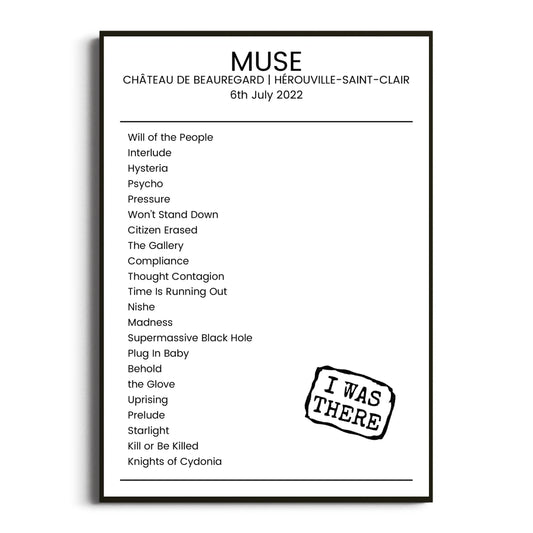 Muse Hérouville-Saint-Clair 06 July 2022 Setlist Poster