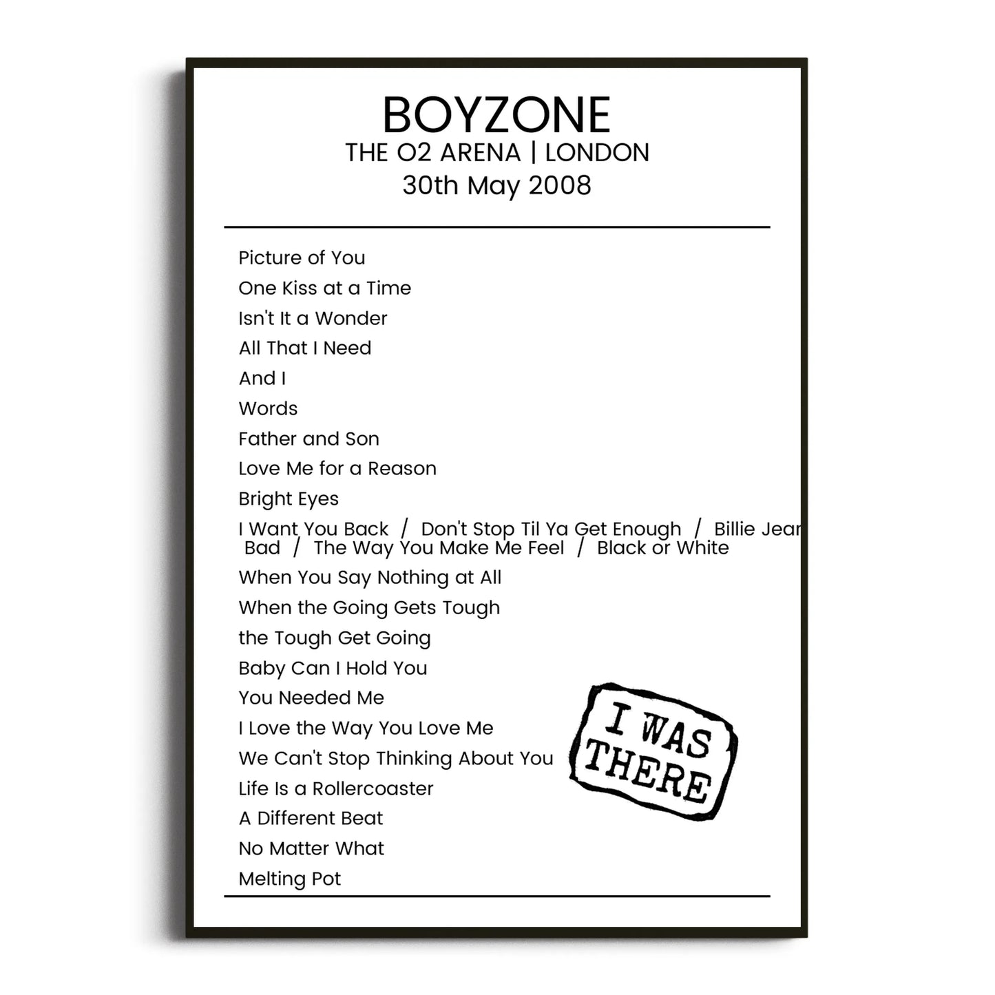 Boyzone London 30 May 2008 Setlist Poster