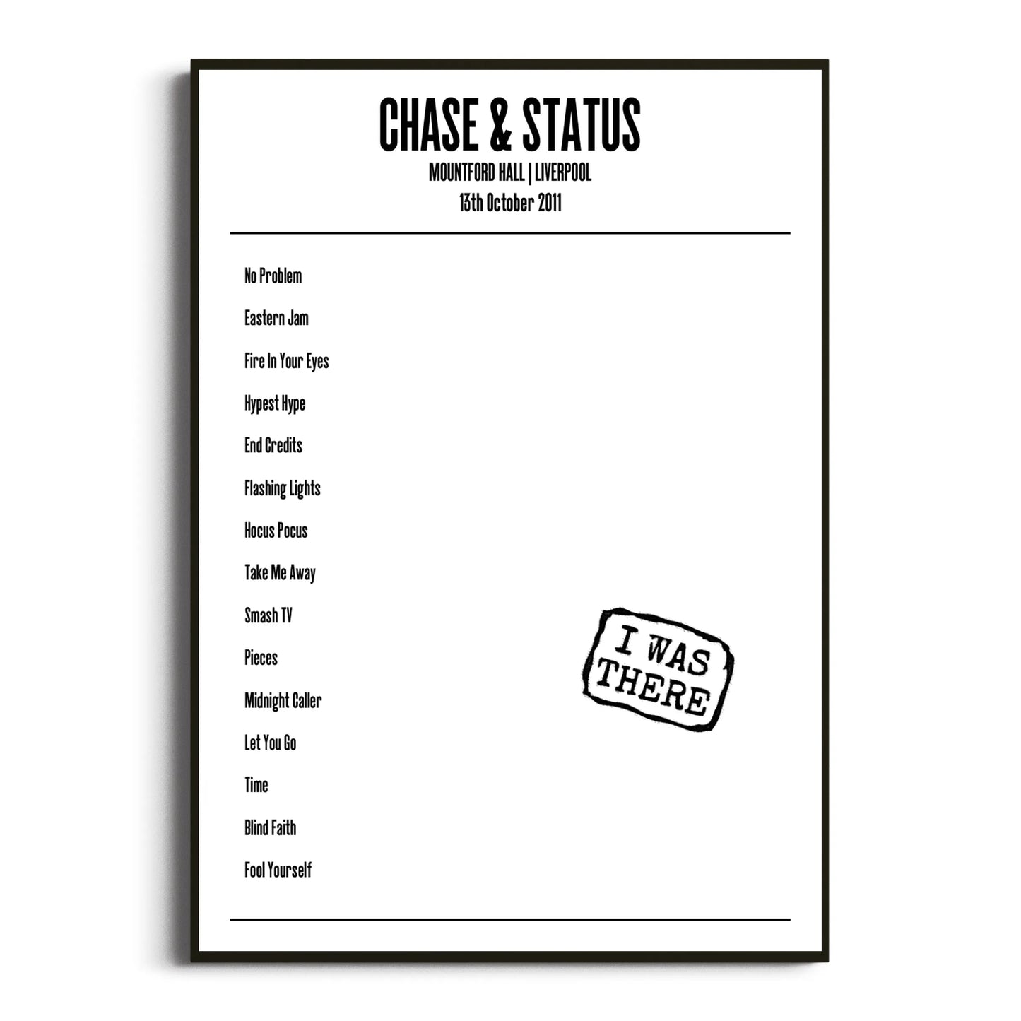 Chase & Status Liverpool 13 October 2011 Setlist Poster