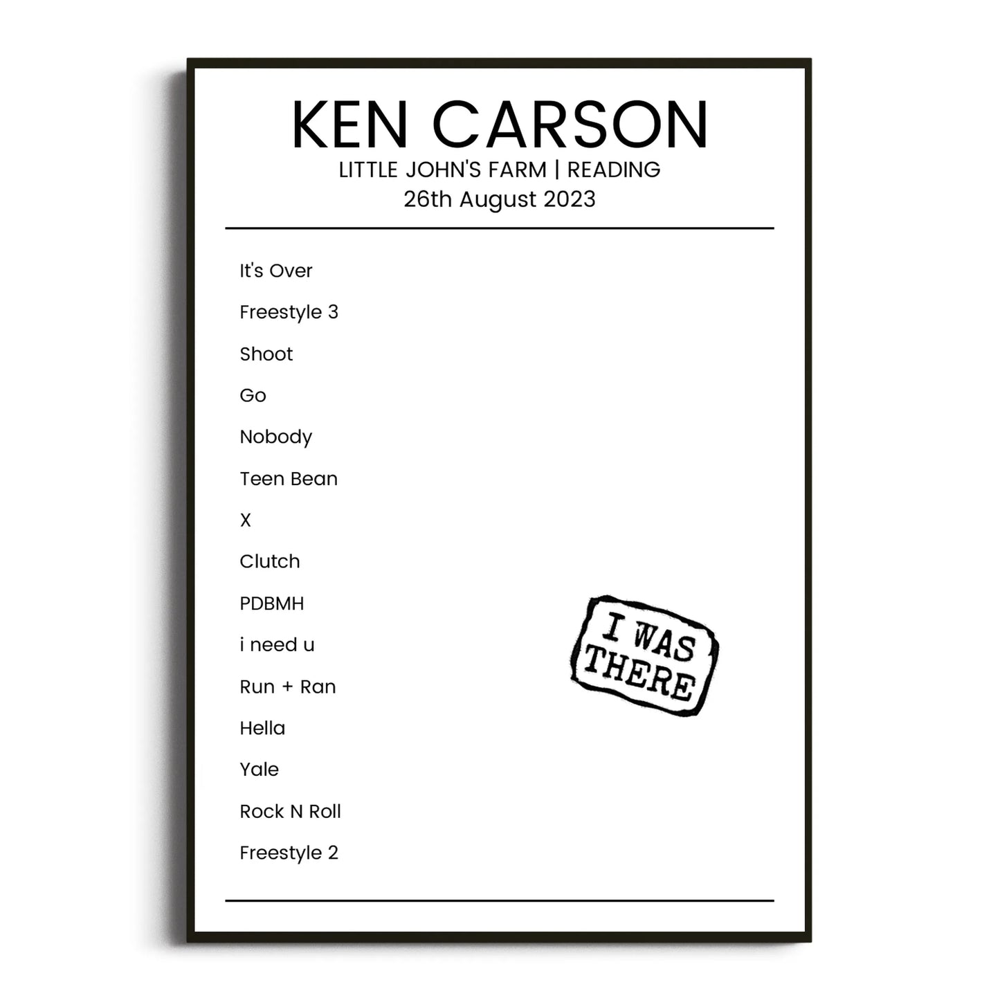 Ken Carson Reading 26 August 2023 Setlist Poster