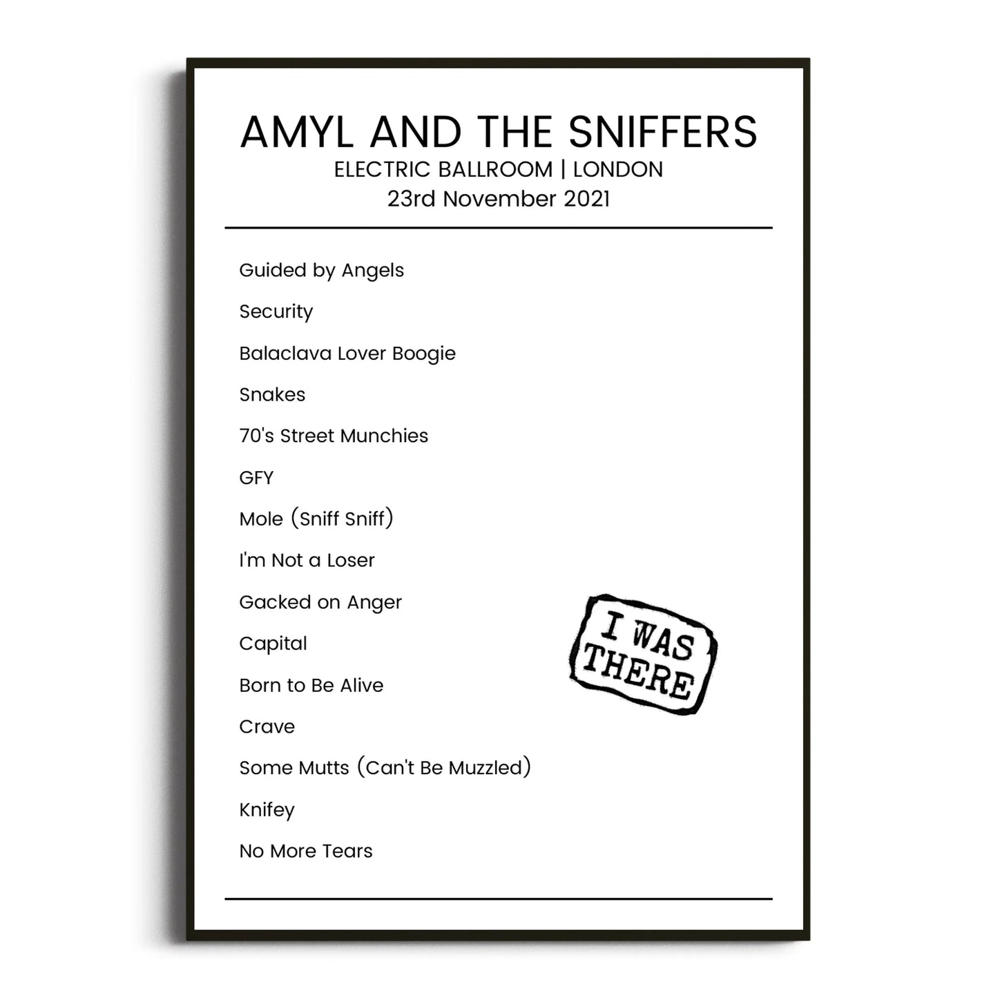 Amyl and the Sniffers London 23 November 2021 Setlist Poster