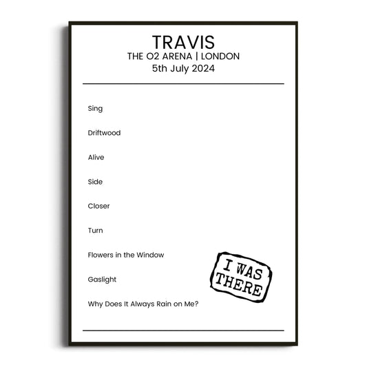 Travis London 05 July 2024 Setlist Poster