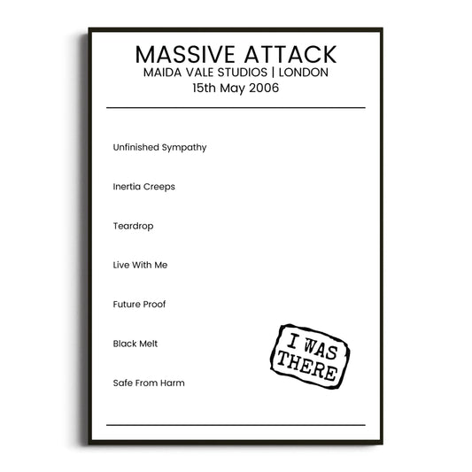 Massive Attack London 15 May 2006 Setlist Poster