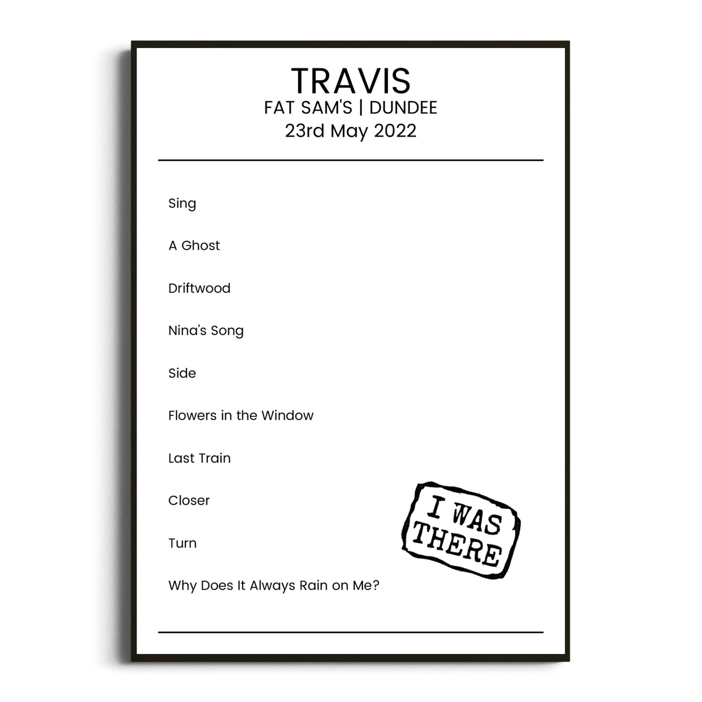 Travis Dundee 23 May 2022 Setlist Poster