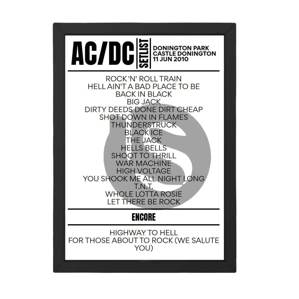 AC/DC Download Festival 2010 Replica Setlist - Setlist