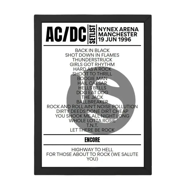 AC/DC Setlist 19 - 06 - 1996 - Manchester - Setlist