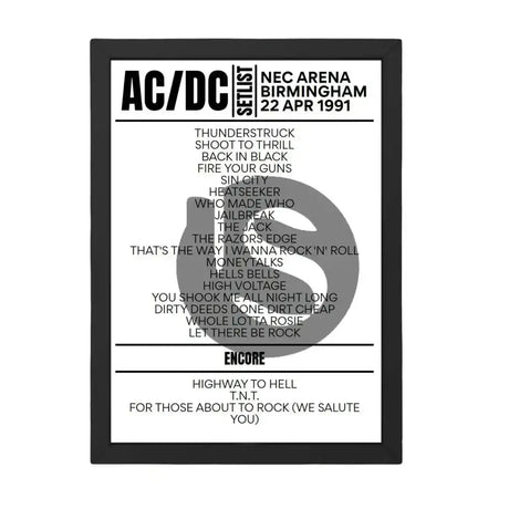 AC/DC Setlist 22 - 04 - 1991 - Birmingham - Setlist