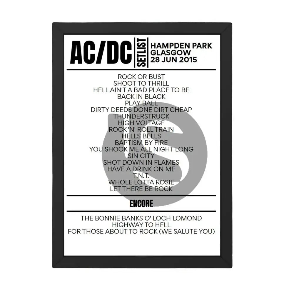 AC/DC Setlist 28 - 06 - 2015 - Glasgow - Setlist