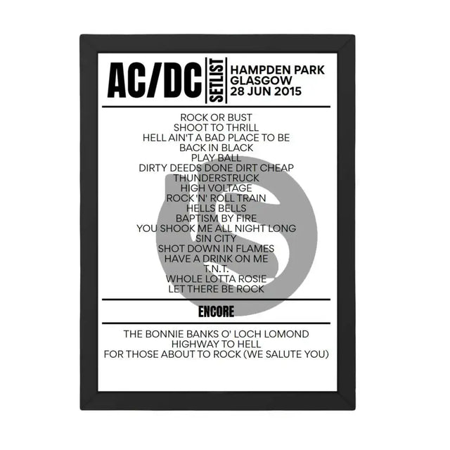 AC/DC Setlist 28 - 06 - 2015 - Glasgow - Setlist