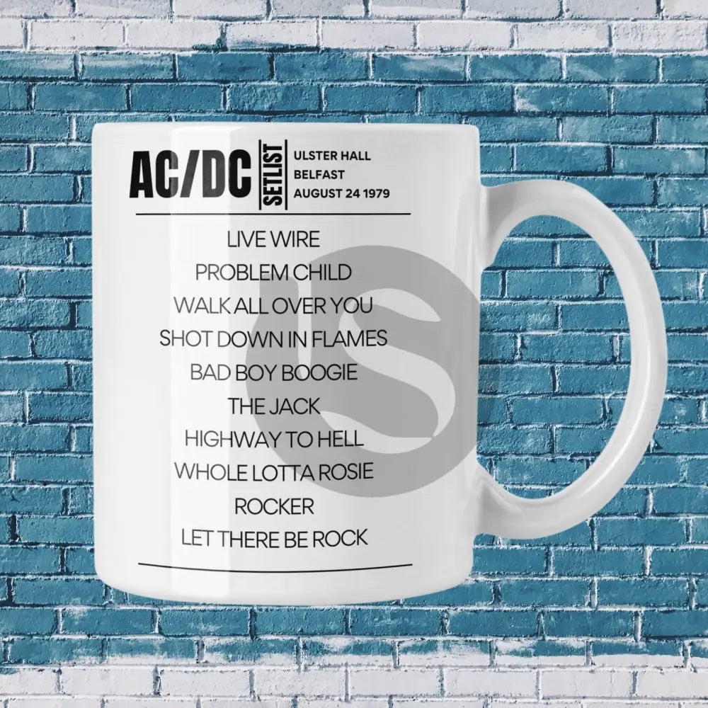 AC/DC Ulster Hall Belfast August 23 1979 Replica Setlist Mug - Setlist