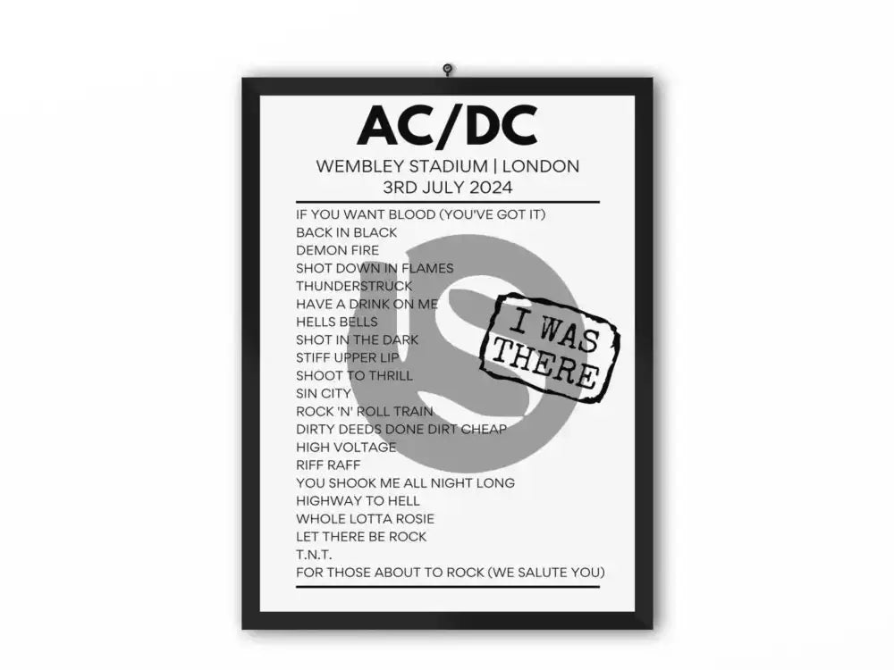 AC/DC Wembley Stadium July 3 2024 Setlist Poster - Setlist