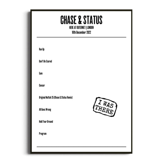 Chase & Status London 16 December 2022 Setlist Poster