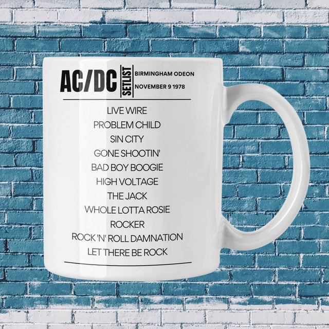 AC/DC Birmingham Odeon November 9 1978 Replica Setlist Mug - Setlist