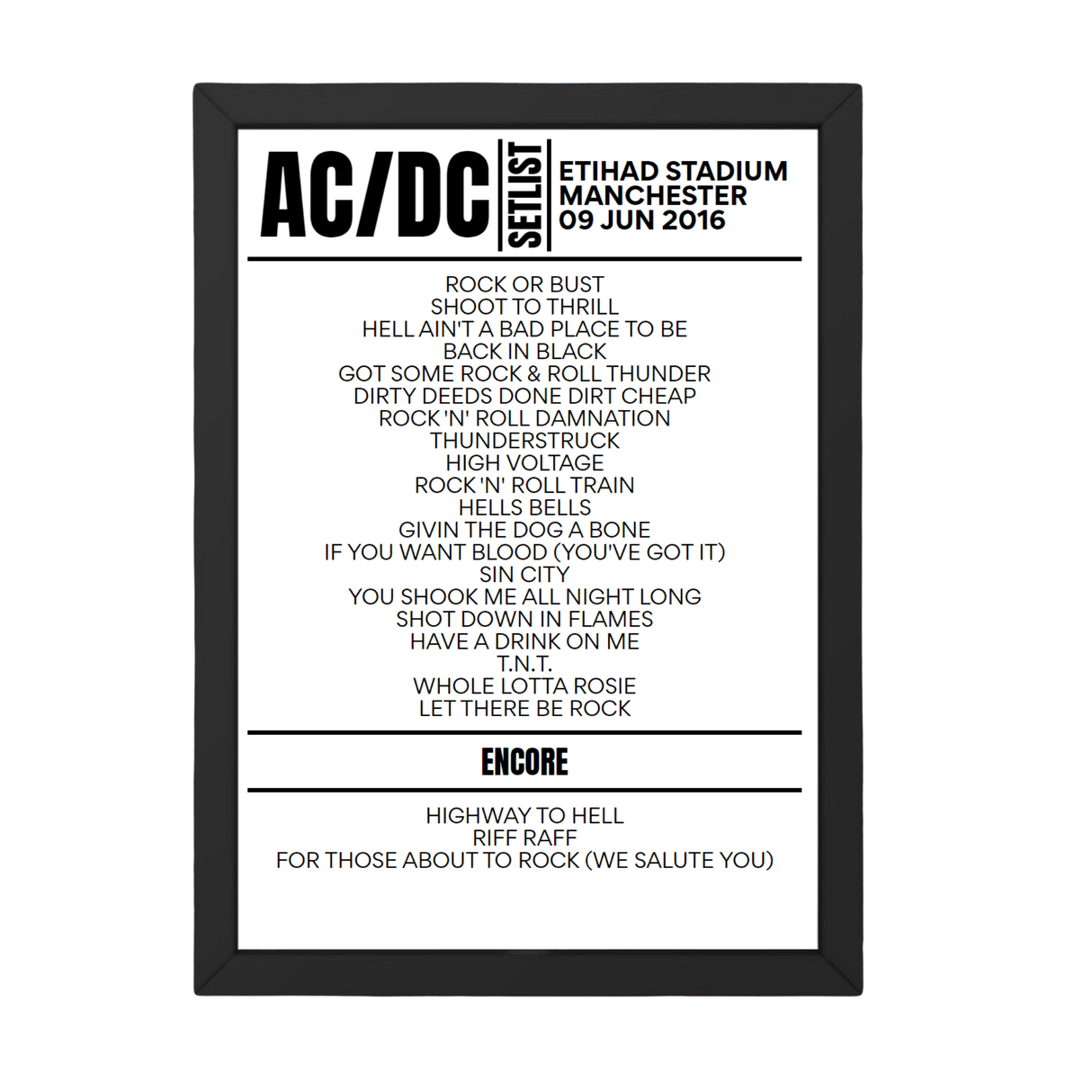 AC/DC Setlist 09-06-2016-Manchester - Setlist