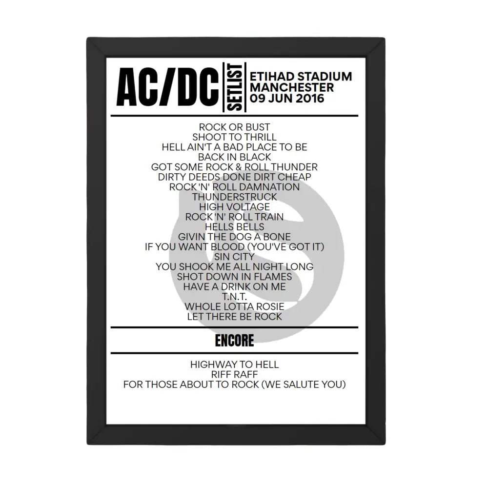 AC/DC Setlist 09 - 06 - 2016 - Manchester - Setlist