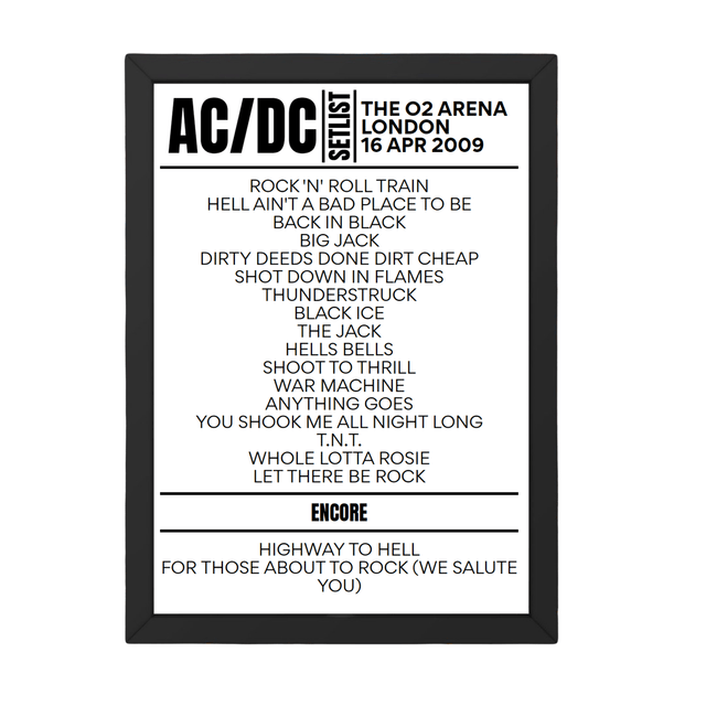 AC/DC Setlist 16-04-2009-London - Setlist