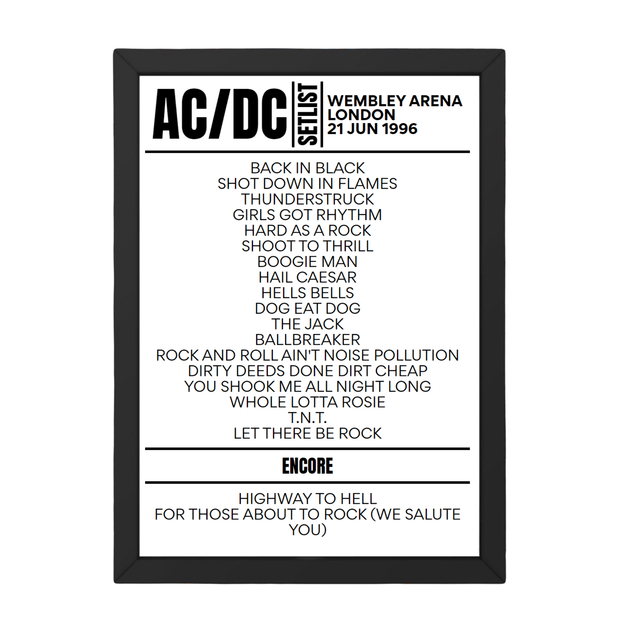 AC/DC Setlist 21-06-1996-London - Setlist