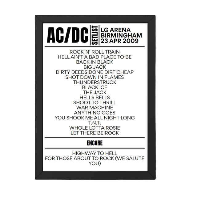 AC/DC Setlist 23-04-2009-Birmingham - Setlist