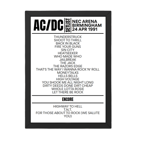 AC/DC Setlist 24-04-1991-Birmingham - Setlist