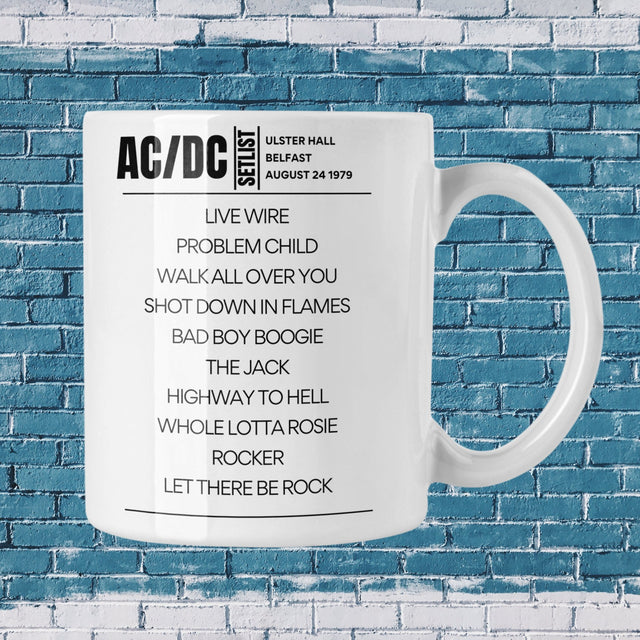 AC/DC Ulster Hall Belfast August 24 1979 Replica Setlist Mug - Setlist