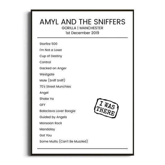 Amyl and the Sniffers Manchester 01 December 2019 Setlist Poster