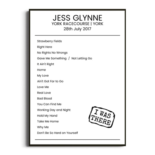 Jess Glynne York 28 July 2017 Setlist Poster