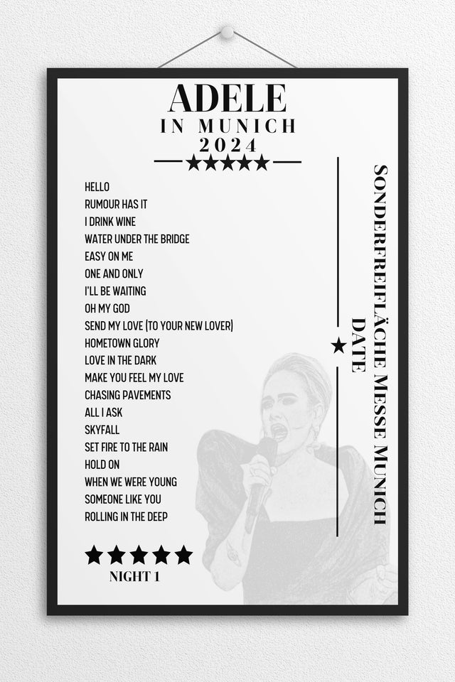 Adele Munich 2024 - Sketch Setlist Posters - Basic Style - Setlist