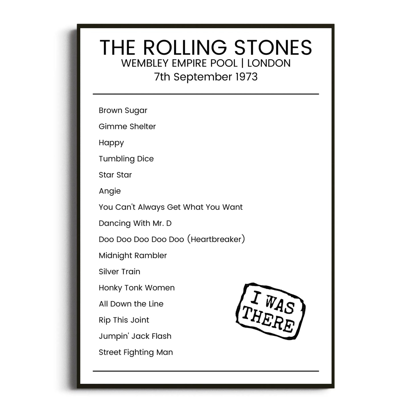 The Rolling Stones London 07 September 1973 Setlist Poster