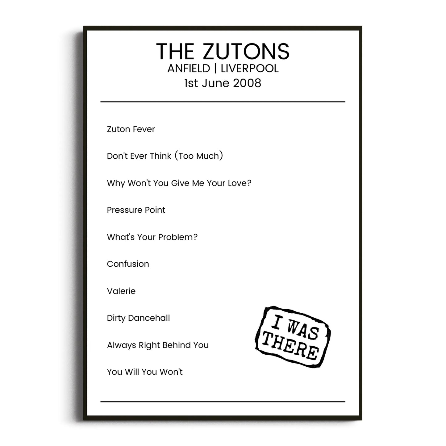 The Zutons Liverpool 01 June 2008 Setlist Poster