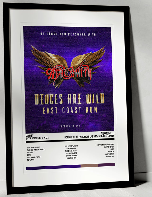 Aerosmith Deuces Are Wild Dolby Live at Park MGM Las Vegas 14th September 2022 - Setlist Tour Poster - Setlist