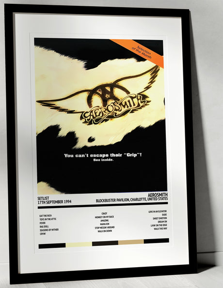 Aerosmith Get a Grip Blockbuster Pavilion Charlotte 17th September 1994 - Setlist Tour Poster - Setlist