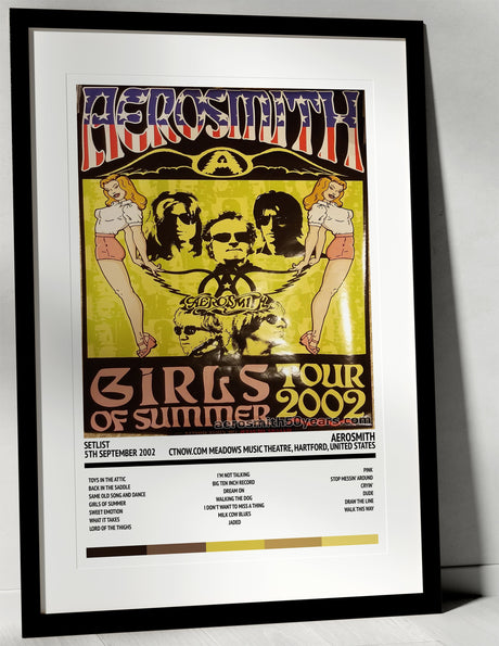 Aerosmith Girls of Summer ctnow.com Meadows Music Theatre Hartford 5th September 2002 - Setlist Tour Poster - Setlist