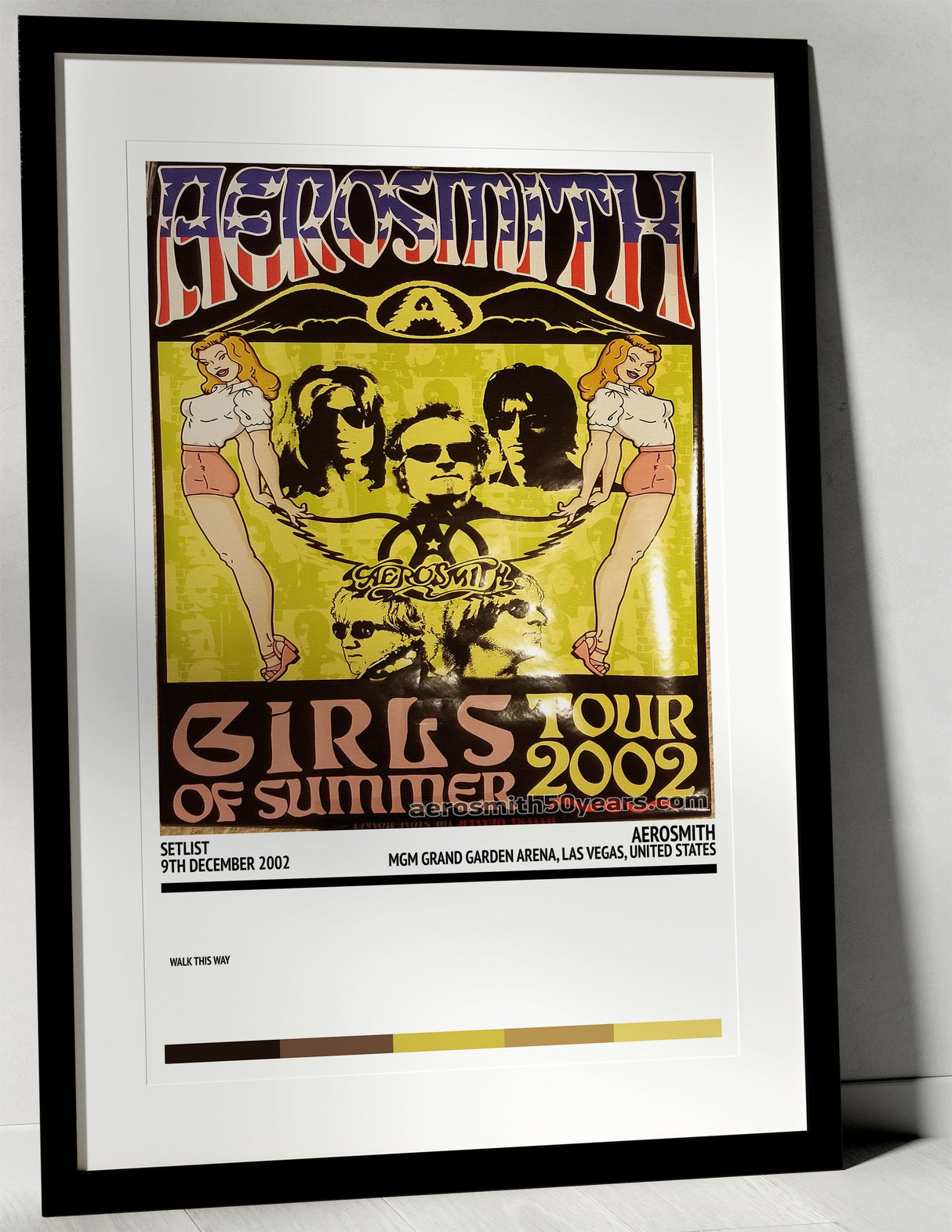 Aerosmith Girls of Summer MGM Grand Garden Arena Las Vegas 9th December 2002 - Setlist Tour Poster - Setlist