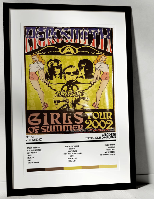 Aerosmith Girls of Summer Tokyo Stadium Choufu 27th June 2002 - Setlist Tour Poster - Setlist