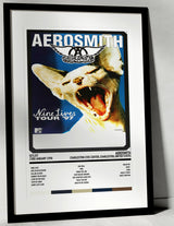 Aerosmith Nine Lives Charleston Civic Center Charleston 23rd January 1998 - Setlist Tour Poster - Setlist