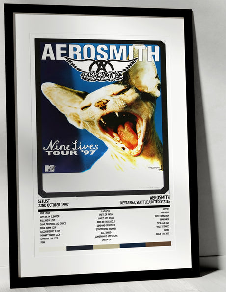 Aerosmith Nine Lives KeyArena Seattle 22nd October 1997 - Setlist Tour Poster - Setlist