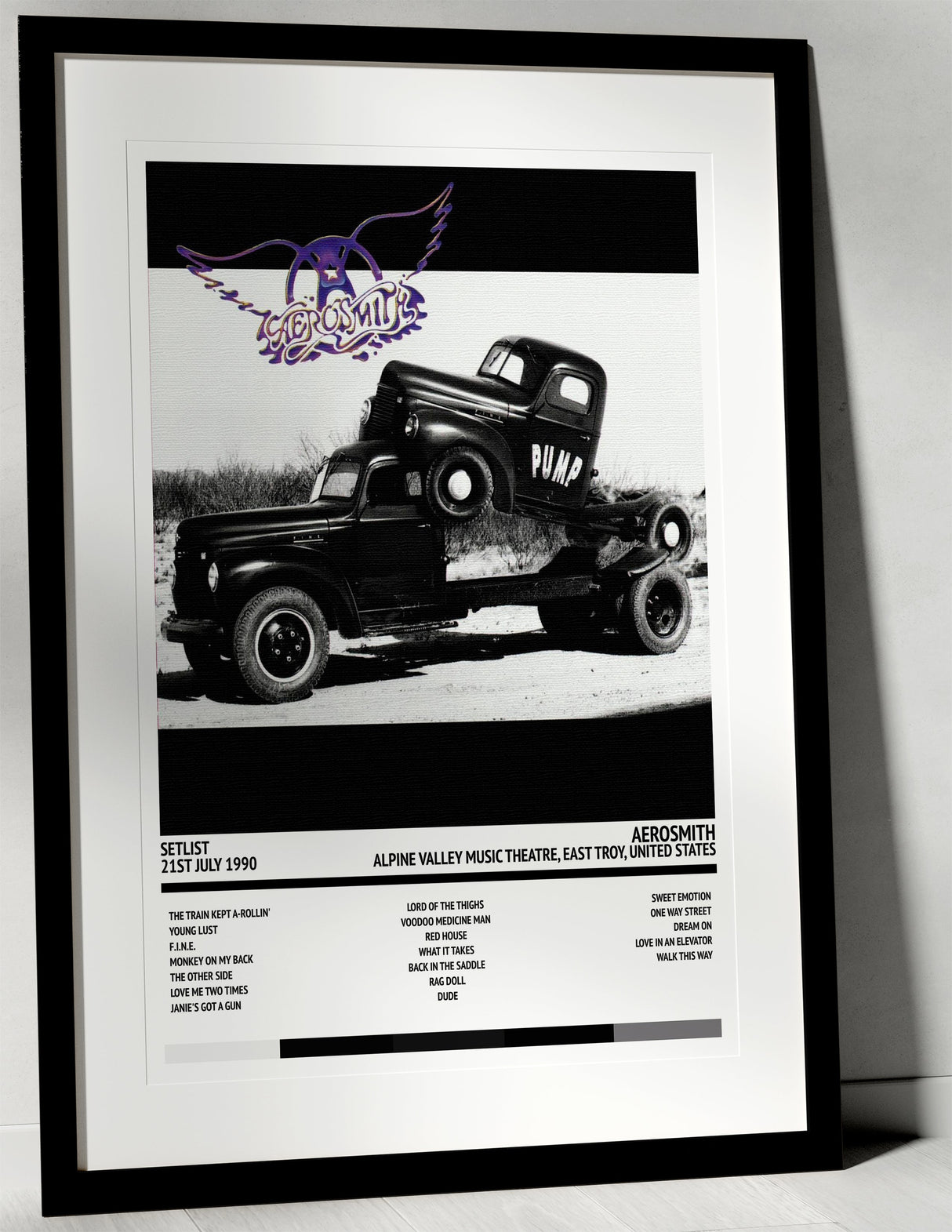 Aerosmith Pump Alpine Valley Music Theatre East Troy 21st July 1990 - Setlist Tour Poster - Setlist