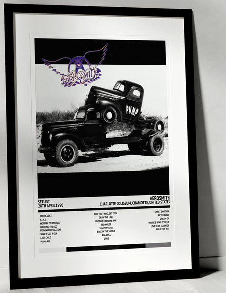 Aerosmith Pump Charlotte Coliseum Charlotte 28th April 1990 - Setlist Tour Poster - Setlist