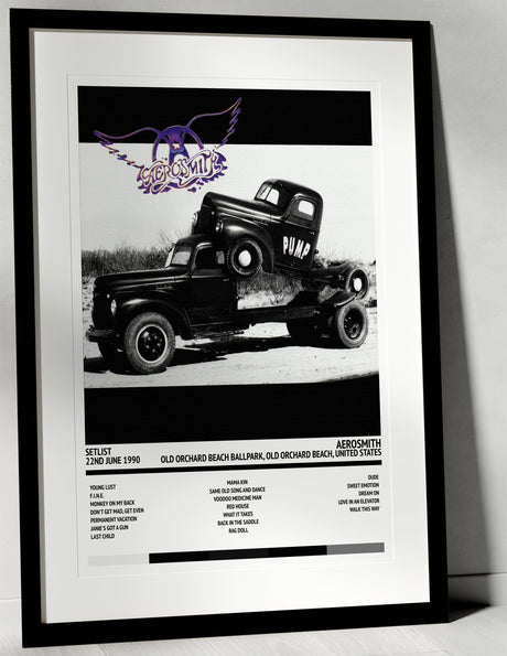 Aerosmith Pump Old Orchard Beach Ballpark Old Orchard Beach 22nd June 1990 - Setlist Tour Poster - Setlist