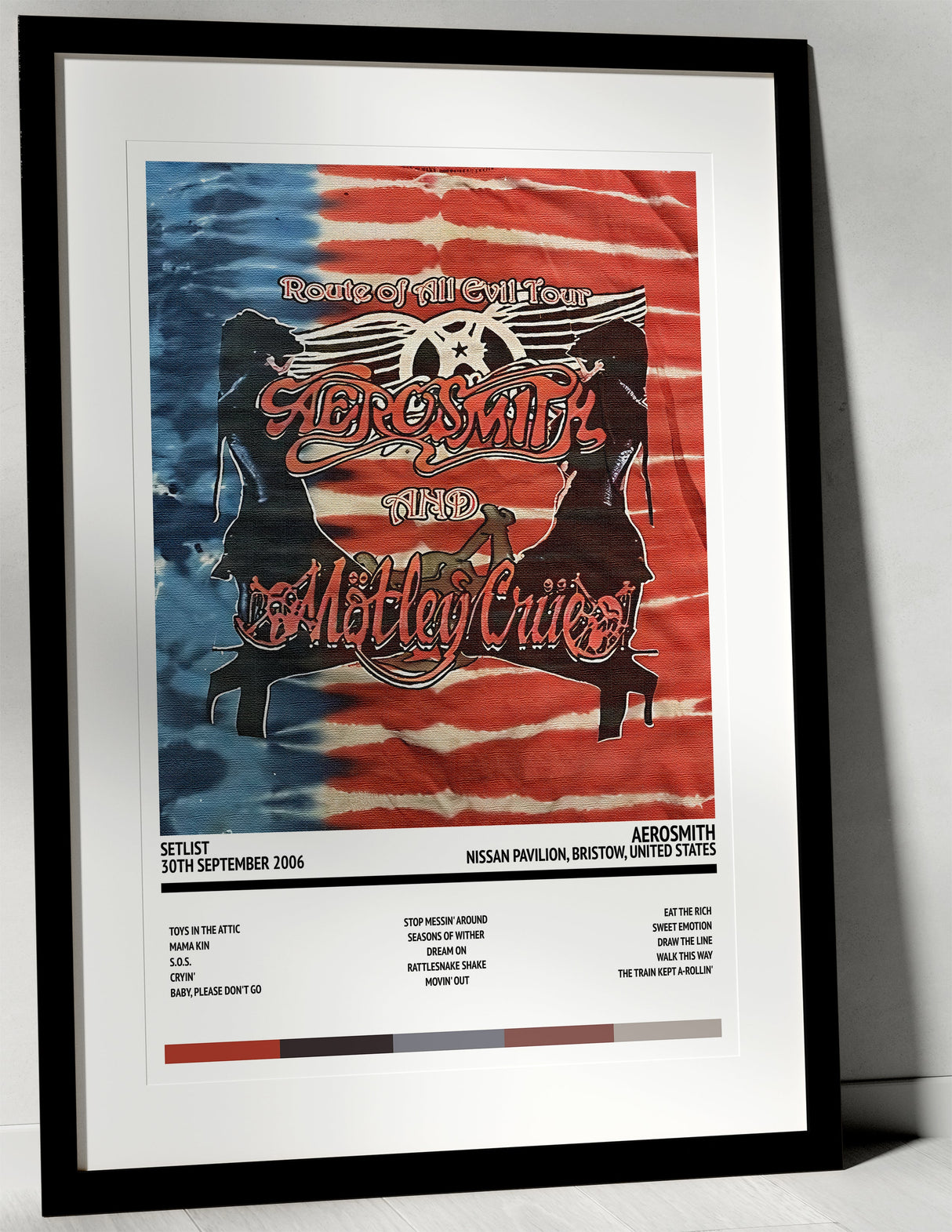 Aerosmith Route of All Evil Nissan Pavilion Bristow 30th September 2006 - Setlist Tour Poster - Setlist