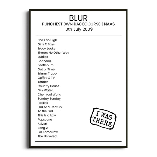 Blur Naas 10 July 2009 Setlist Poster