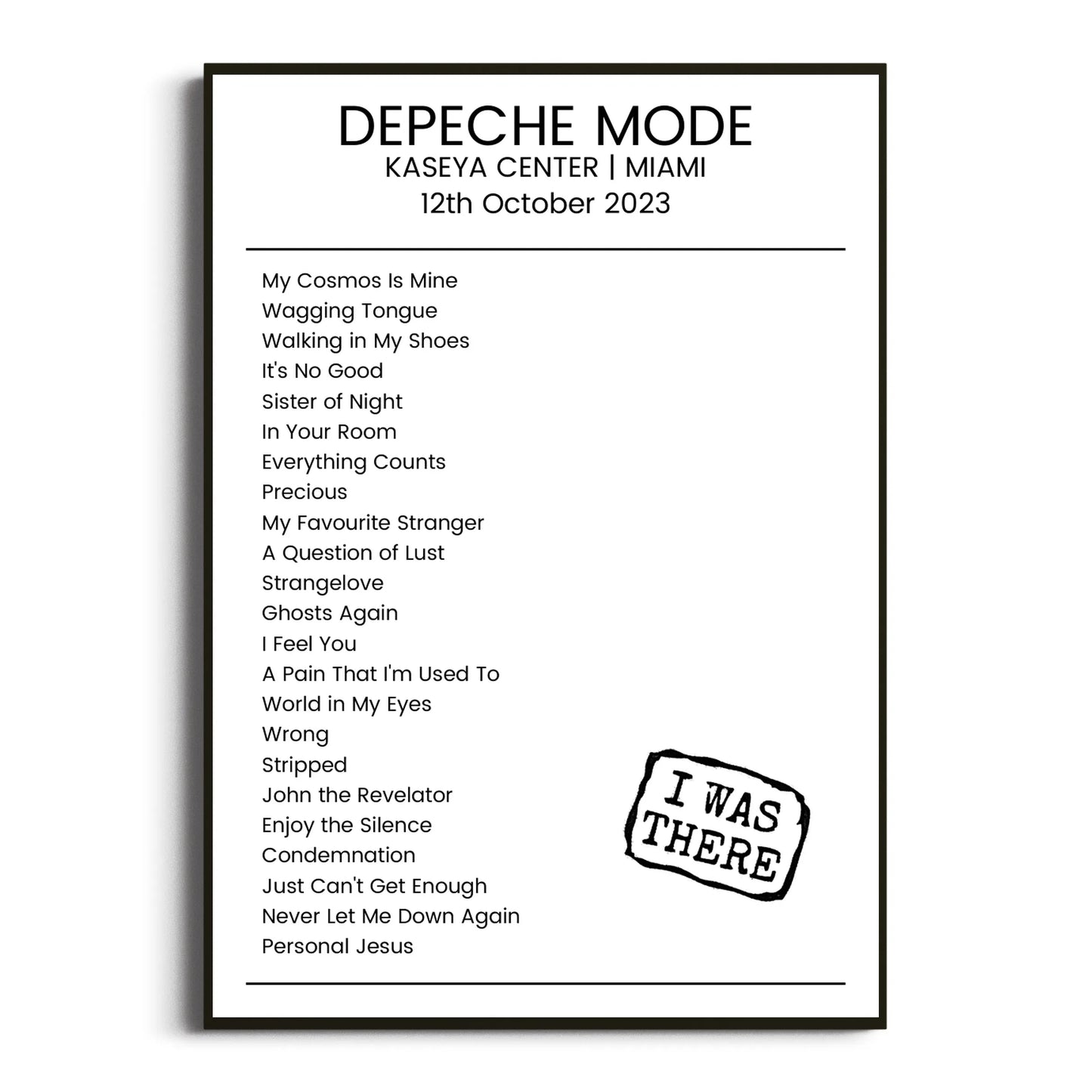 Depeche Mode Miami 12 October 2023 Setlist Poster