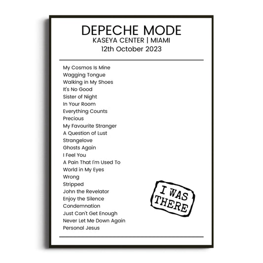 Depeche Mode Miami 12 October 2023 Setlist Poster