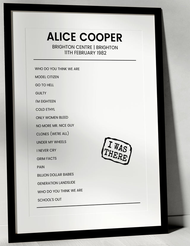 Alice Cooper 11th February 1982 Brighton Centre Brighton - I Was There - Setlist