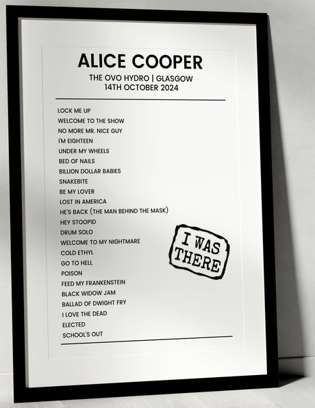 Alice Cooper 14th October 2024 The OVO Hydro Glasgow - I Was There - Setlist