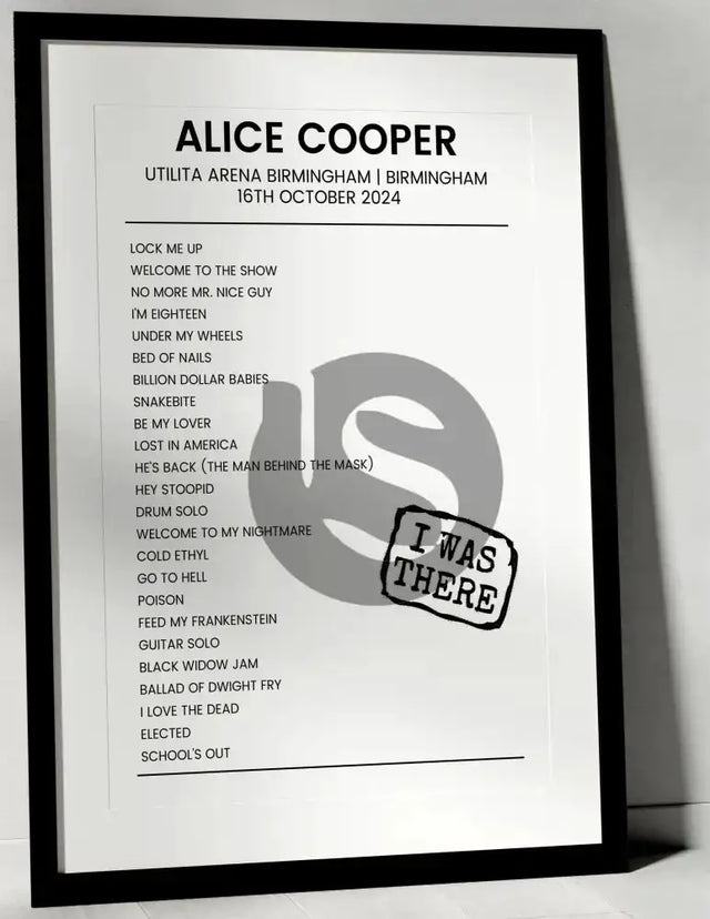 Alice Cooper 16th October 2024 Utilita Arena Birmingham Birmingham - I Was There - Setlist