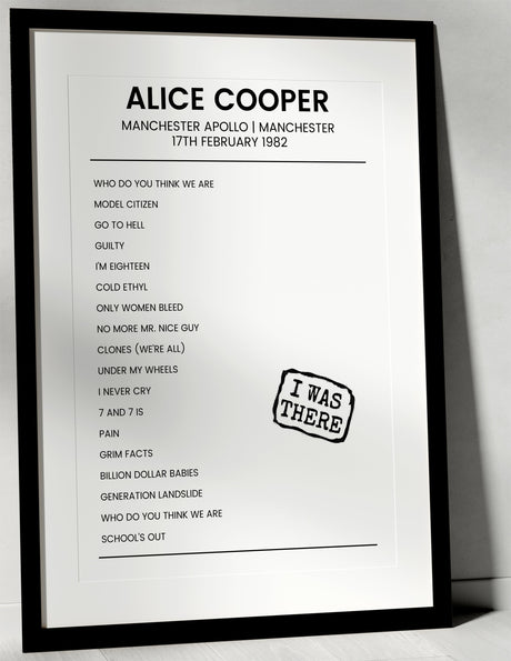 Alice Cooper 17th February 1982 Manchester Apollo Manchester - I Was There - Setlist