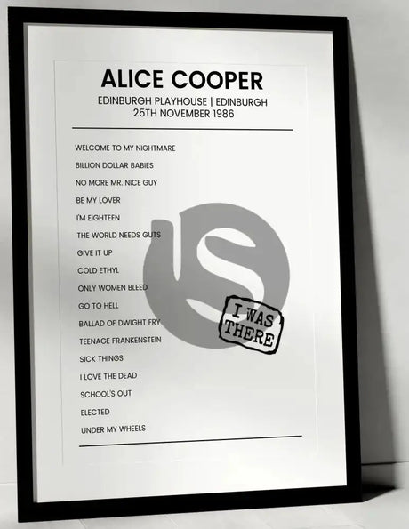 Alice Cooper 25th November 1986 Edinburgh Playhouse Edinburgh - I Was There - Setlist